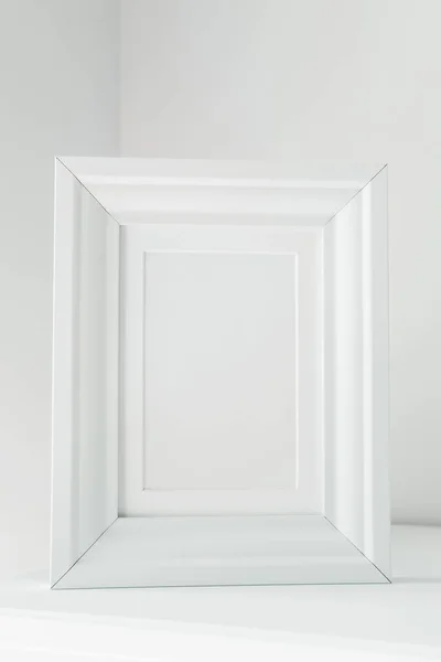 White Empty Wooden Frame White Background Mockup Design Content — Stock Photo, Image
