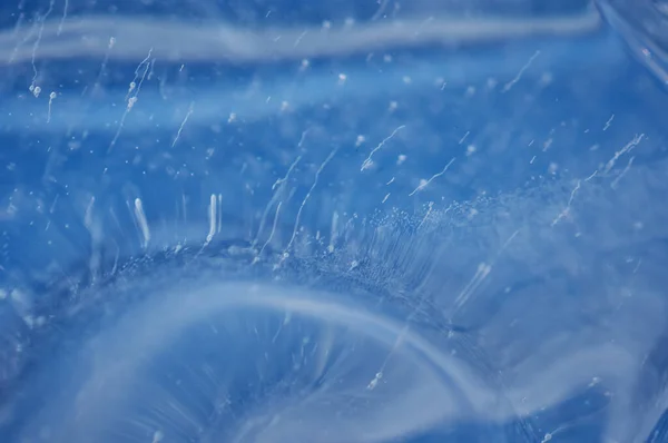Bolhas Que Sobem Fundo Congelaram Gelo Azul Transparente Padrão Gelo — Fotografia de Stock