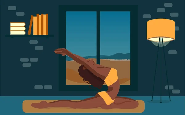 Genç kadın meditasyon yapıyor. Evde rahatlama, ruhsal uygulama, yoga. 