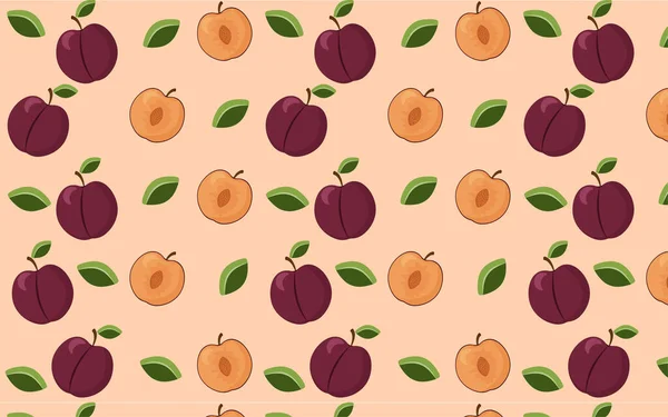 Taze erik ve yarım pürüzsüz desen