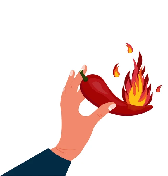 Piment rouge super chaud en feu. Piment rouge en flamme. Épices chaudes. — Image vectorielle