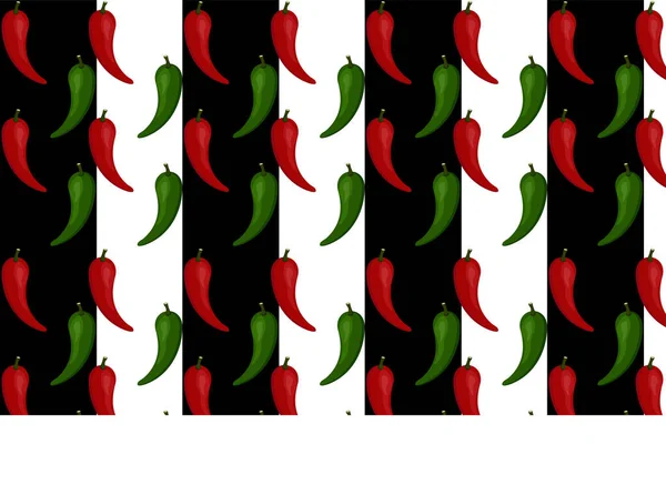 Piments épicés rouges et verts motif sans couture. Papier Chili rouge et vert — Image vectorielle