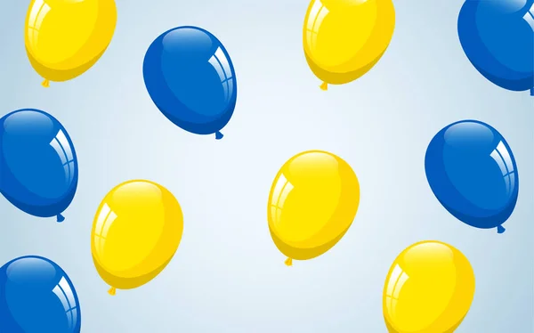 Luftballons Mit Ukrainischen Symbolen Farben Der Ukrainischen Flagge Feiertagsdekoration Vektorillustration — Stockvektor