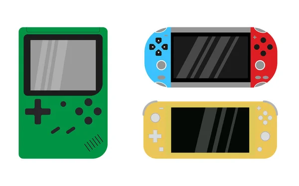 Mobil video konsolu. Taşınabilir, yaratıcı video oyun konsolu. Vektör illüstrasyonu