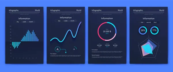 ベクトルグラフィックス携帯電話とインフォグラフィック モバイルアプリケーション ワークフローレイアウト バナー Webデザイン ビジネスレポートを作成するためのテンプレート 株式ベクトル — ストックベクタ
