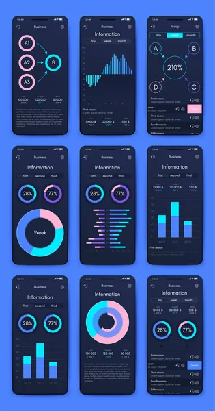 Infographie Graphique Vectorielle Avec Téléphone Mobile Modèle Pour Création Applications Illustrations De Stock Libres De Droits