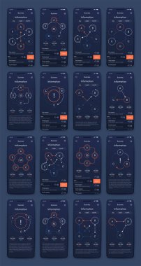 Cep telefonlu vektör grafikleri. Mobil uygulamalar, iş akışı düzeni, diyagram, pankart, web tasarımı, iş raporları oluşturma şablonu. Stok vektörü