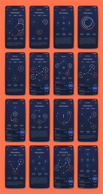Cep telefonlu vektör grafikleri. Mobil uygulamalar, iş akışı düzeni, diyagram, pankart, web tasarımı, iş raporları oluşturma şablonu. Stok vektörü