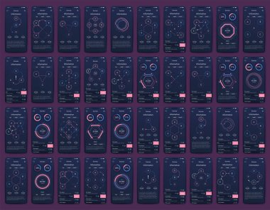 Cep telefonlu vektör grafikleri. Mobil uygulamalar, iş akışı düzeni, diyagram, pankart, web tasarımı, iş raporları oluşturma şablonu. Stok vektörü