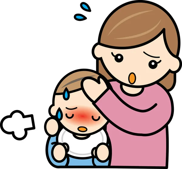 Sick Baby His Mother — Stock Photo, Image