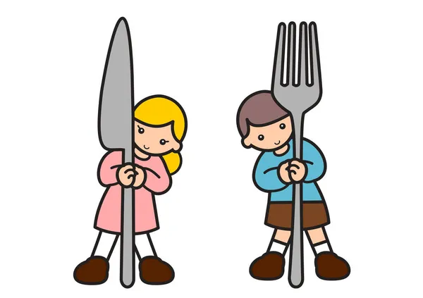 Bir Erkeğin Çatalı Bir Kızın Bıçağı Vardır — Stok fotoğraf