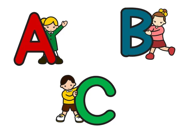 Smiling Children Have Alphabets — Stock Photo, Image