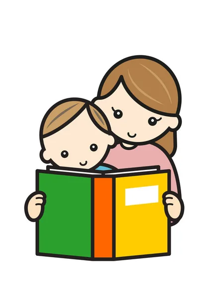 Mother Her Baby Reading Book — Stockfoto
