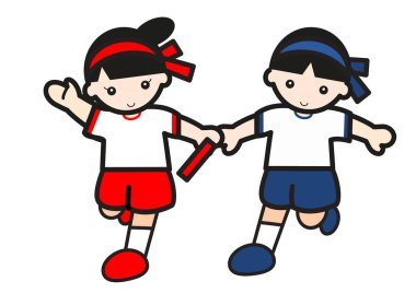 Bir kız ve bir erkek koşuyorlar.