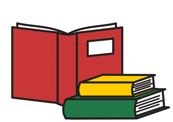 three books style cartoon