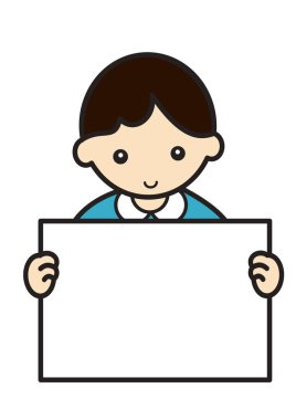 a young boy has a message board