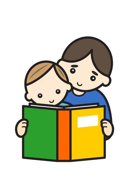 Padre Joven Está Leyendo Libro Con Bebé —  Fotos de Stock