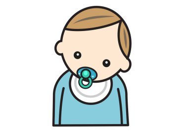 Emziğiyle küçük bir bebek.