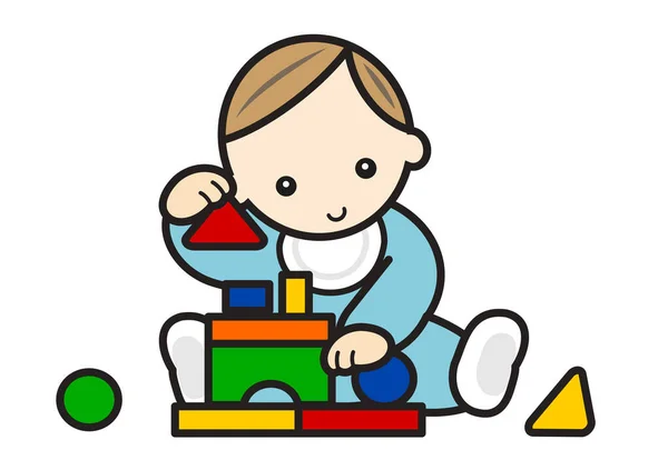Een Baby Speelt Met Bolblokken — Stockfoto