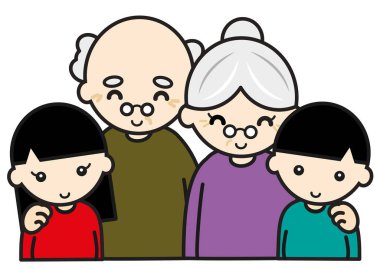 Aile: büyükanne, agrandpa, erkek, kız 