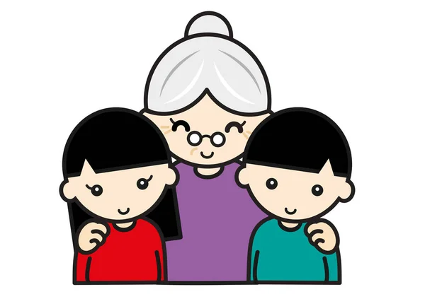 Aile: bir büyükanne, bir oğlan, bir kız 