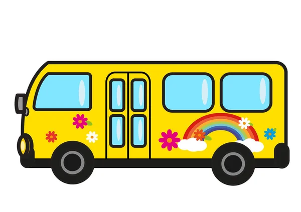 Okul Otobüsünün Karikatür Çizimi — Stok fotoğraf