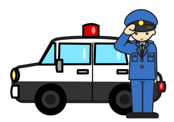Иллюстрация Офицера Полиции Машиной — стоковое фото