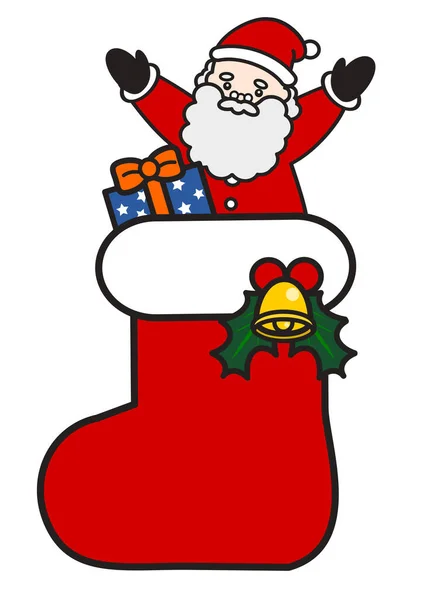 Cartoon Illustration Christmas Sock Santa Claus — Stock Photo, Image