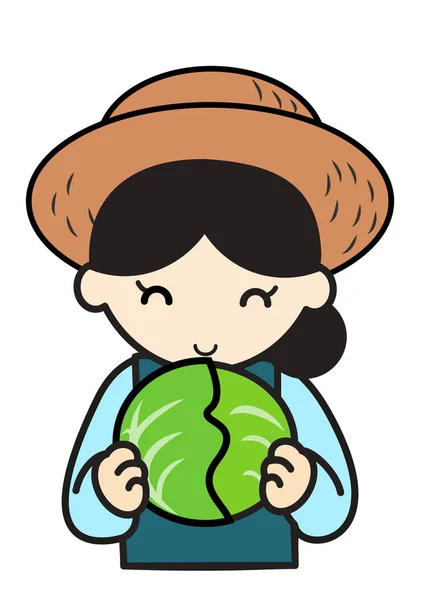 一个拿着卷心菜的农妇 — 图库照片