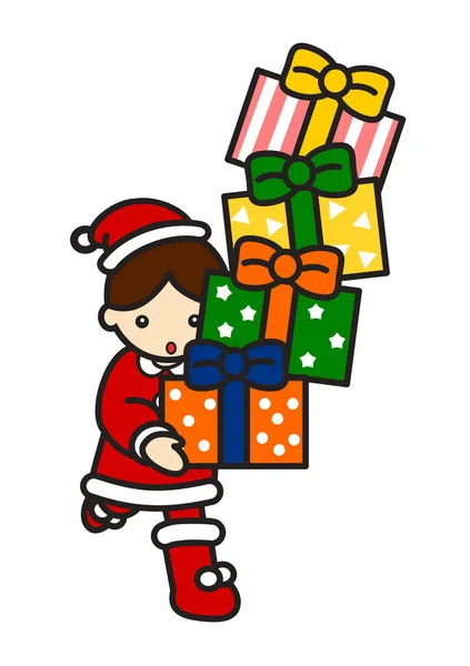 Cute Little Boy Gift Box Christmas Hat — Stock Photo, Image
