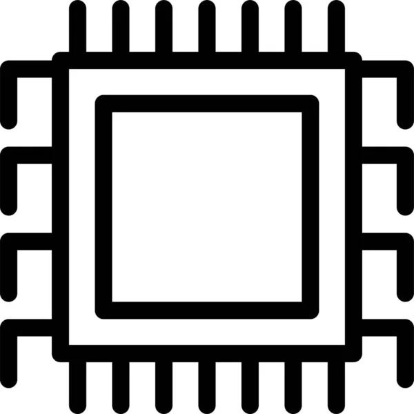 Chip Icono Hardware Electrónico Estilo Esquema — Archivo Imágenes Vectoriales