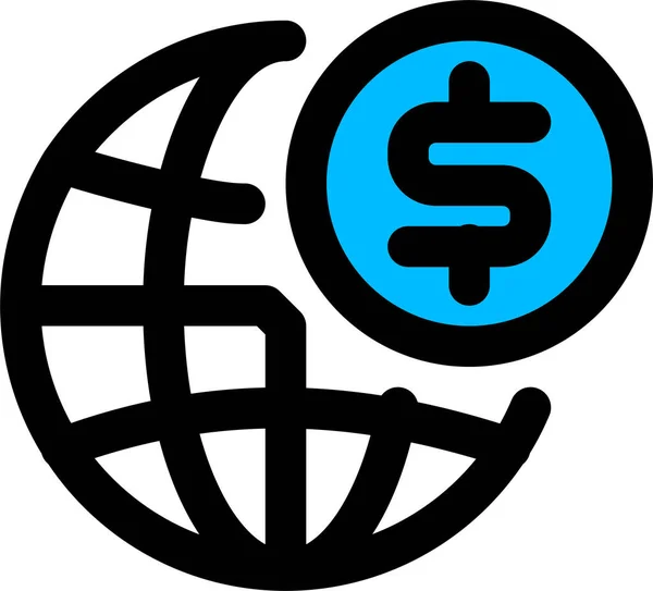 Business Finance Global Ikon Översiktlig Stil — Stock vektor