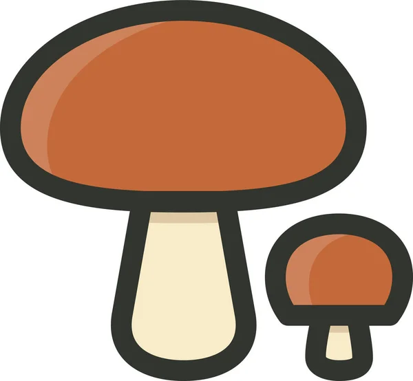 Boletus Icono Hongos Alimentarios Estilo Contorno Lleno — Vector de stock