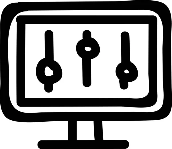 Configuration Control Monitor Icon Handdrawn Style — Stock Vector