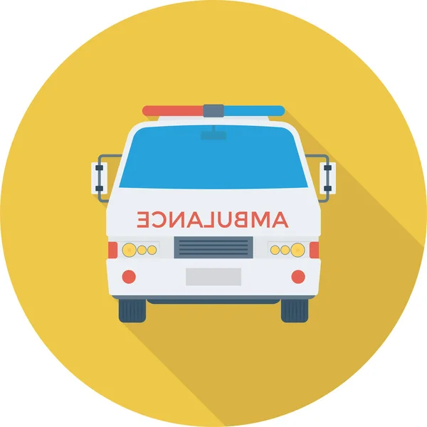 Ambulance Car Emergency Icon Long Shadow Style — Stock Vector