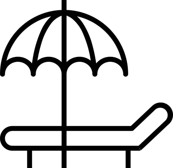 椅子伞形图标 轮廓风格 — 图库矢量图片