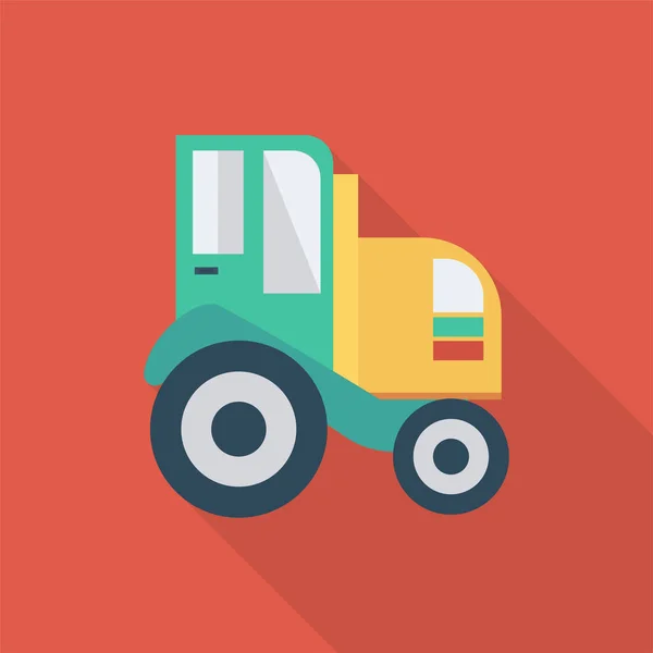 Icône Tracteur Rural Automatique Dans Style Ombre Longue — Image vectorielle