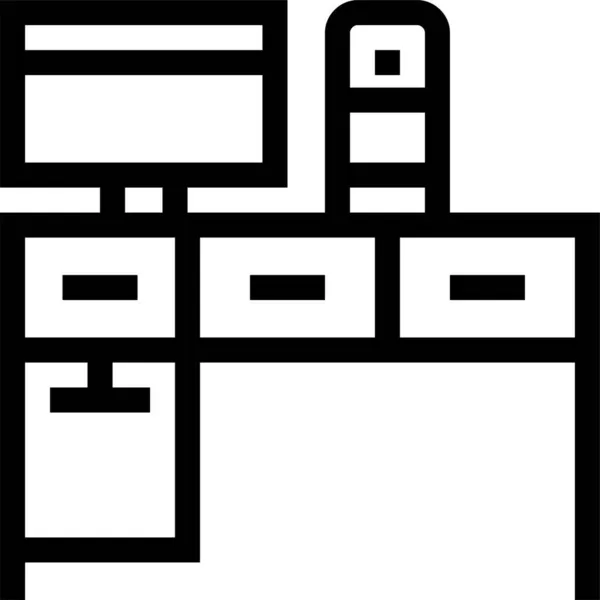 计算机装饰家具图标 轮廓风格 — 图库矢量图片