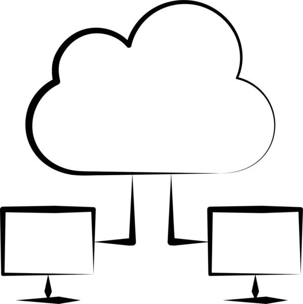 Ícone Conexão Computação Nuvem Estilo Desenhado Mão —  Vetores de Stock
