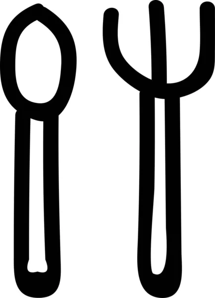 Icône Fourchette Couverts Cuisine Dans Style Dessiné Main — Image vectorielle