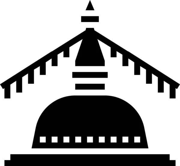 Nepal Asia Boudhanath Stupa Icône Style Solide — Image vectorielle