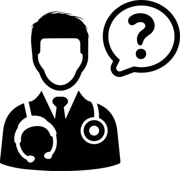 Vraag Een Arts Medische Hulp Medische Vraag Icoon Vaste Stijl — Stockvector