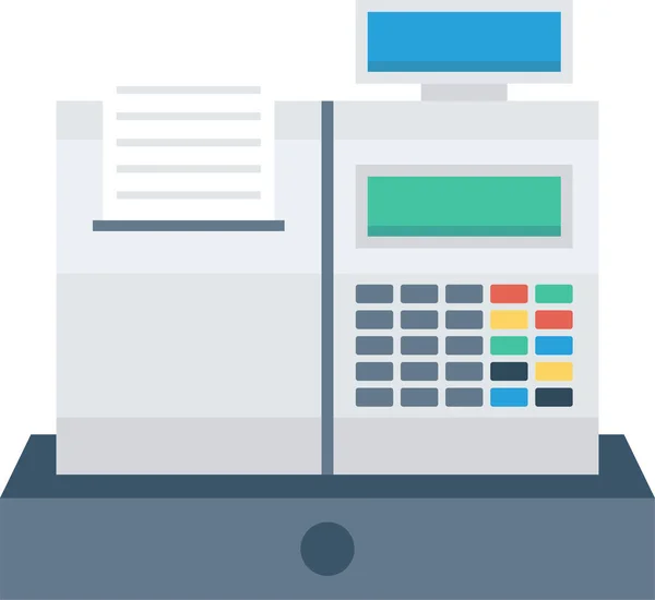 Billingmachine Cashregister Detectionsystem Icon Flat Style — Stock Vector