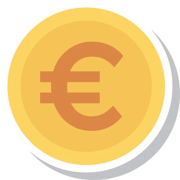 Moeda Euro Euro Ícone Moeda Estilo Plano — Vetor de Stock