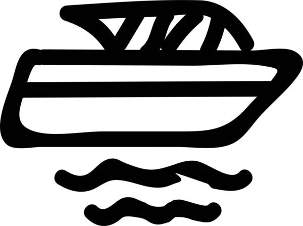 手書き風の自動車船の海のアイコン — ストックベクタ