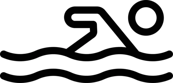 Aqua Bazén Sportovní Ikona Obrysu Stylu — Stockový vektor