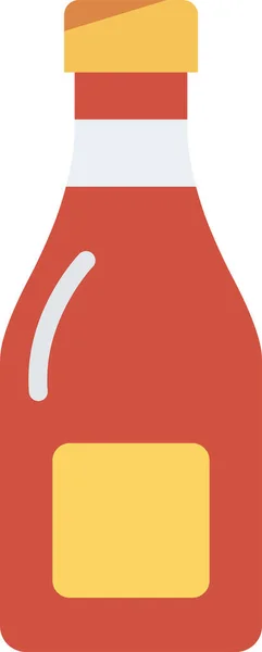 Bouteille Icône Sauce Ketchup Dans Style Plat — Image vectorielle