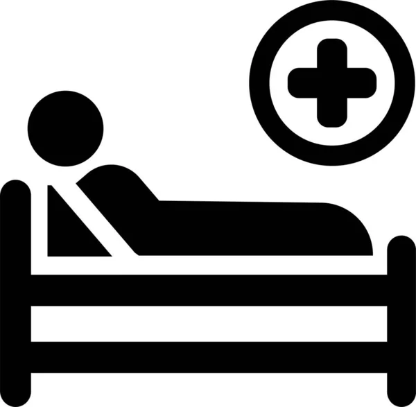 Cama Hospital Cuidados Médicos Ícone Tratamento Médico Estilo Sólido —  Vetores de Stock