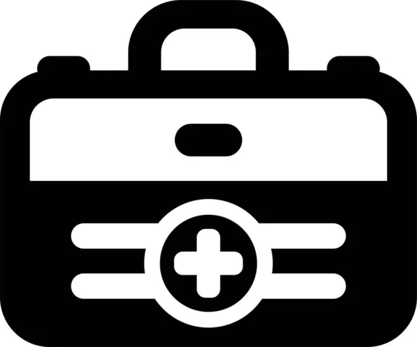 Icono Caja Médica Kit Primeros Auxilios Emergencia Estilo Sólido — Archivo Imágenes Vectoriales