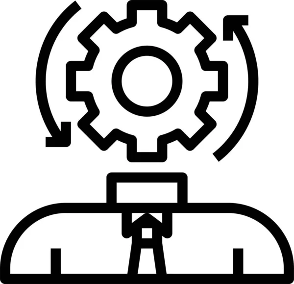 Hjärna Process Brainstorming Ikon Kontur Stil — Stock vektor